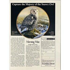 Hamilton Collection Snowy Owl Pained Plate by John Seerey-Lester Print Ad 1986